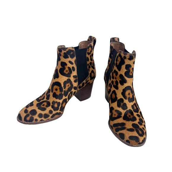 Madewell The Regan Leopard Calf Hair Ankle Pull On Boots Size 7 $178 - Picture 2 of 10